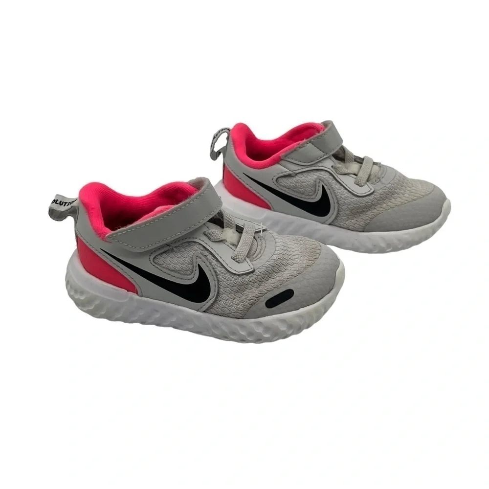 Nike Gray Pink Revolution 5 Running Shoes Size 6 C Toddler